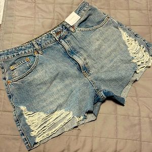 Topshop distressed mom shorts